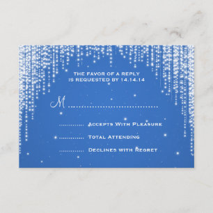 Elegant Wedding RSVP Night Dazzle Blue Card