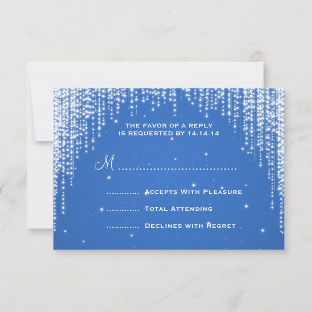 Elegant Wedding RSVP Night Dazzle Blue Card (Front)