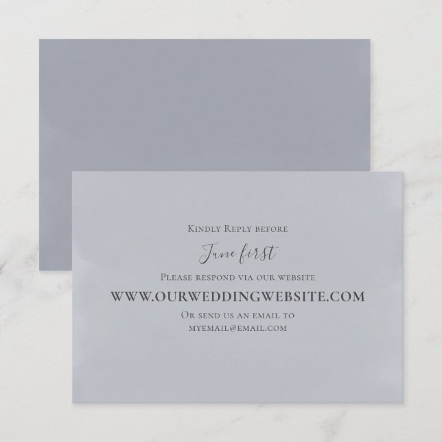 Elegant Wedding RSVP Online Light Blue Script Card (Front/Back)