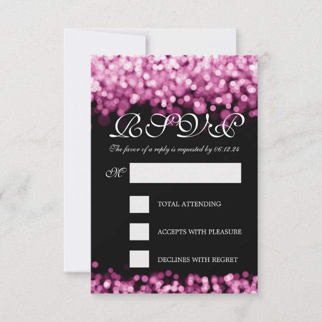 Elegant Wedding RSVP Purple Pink (Front)