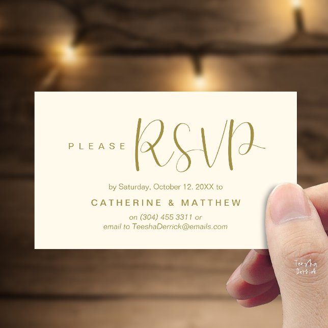  Elegant "Wedding RSVP" Reminder Details Enclosure Card (Elegant "Wedding RSVP" Reminder Details Enclosure Card Yellow Gold)