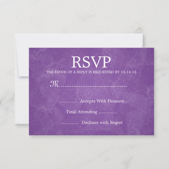 Elegant Wedding RSVP Romantic Paris Purple (Front)