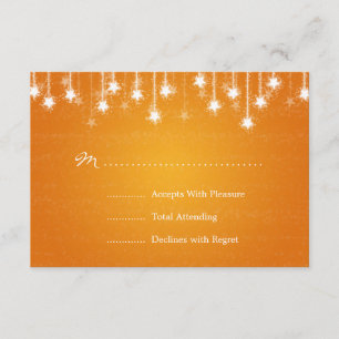 Elegant Wedding RSVP Shimmering Stars Orange Card