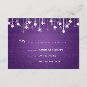 Elegant Wedding RSVP Shimmering Stars Purple Card