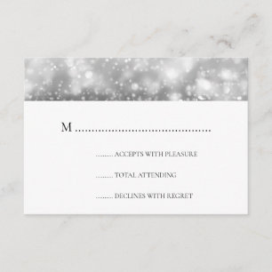 Elegant Wedding RSVP Silver Shimmer Lights Card