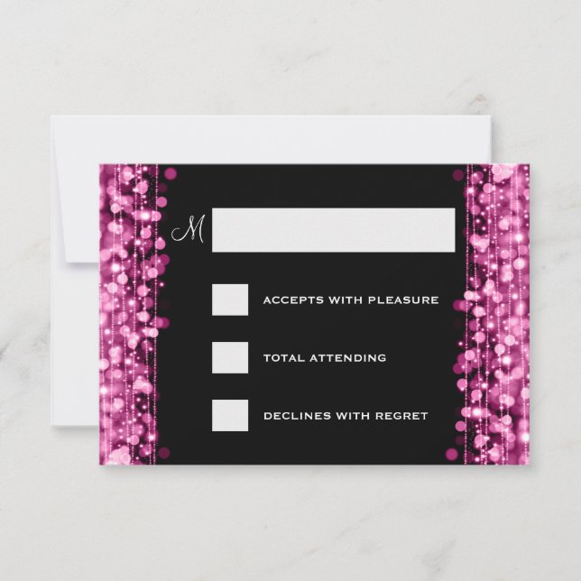 Elegant Wedding RSVP Sparkles Pink Card (Front)