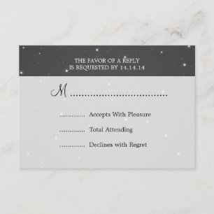 Elegant Wedding RSVP Sparkling Chain Black Card