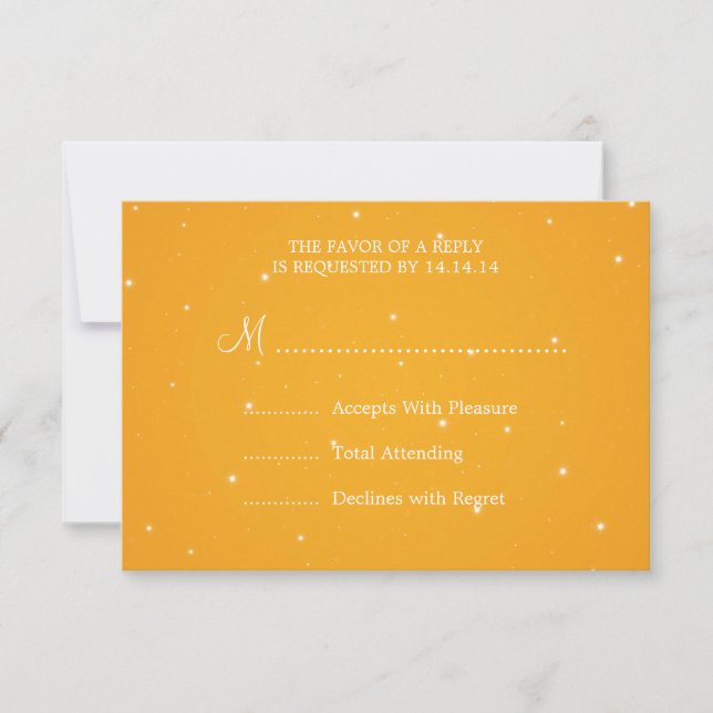 Elegant Wedding RSVP Sparkling Chain Orange Card (Front)