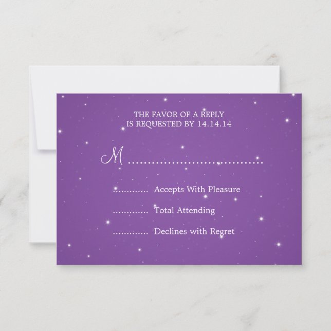 Elegant Wedding RSVP Sparkling Chain Purple (Front)