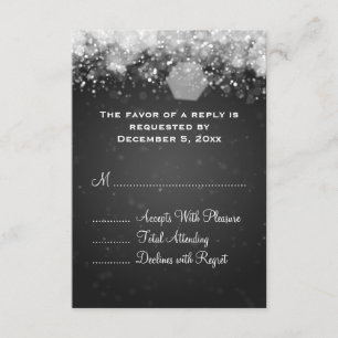 Elegant Wedding RSVP Sparkling Night Black