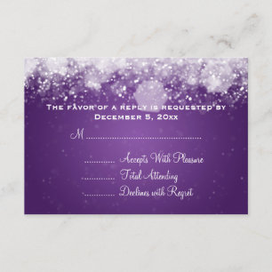 Elegant Wedding RSVP Sparkling Night Purple