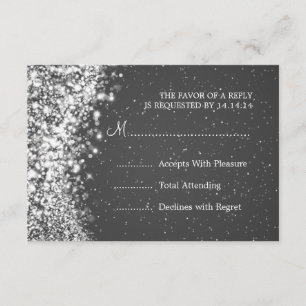 Elegant Wedding RSVP Sparkling Wave Black
