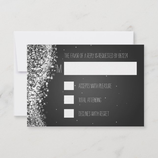 Elegant Wedding RSVP Sparkling Wave Card (Front)