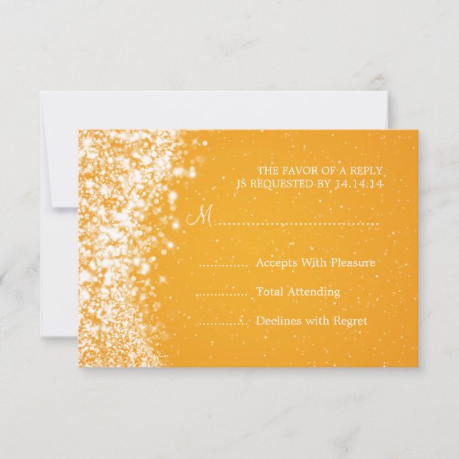 Elegant Wedding RSVP Sparkling Wave Orange (Front)