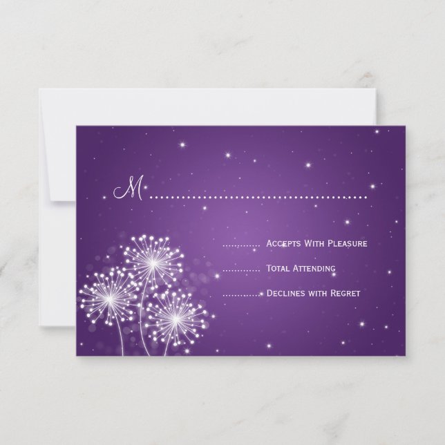 Elegant Wedding RSVP Summer Sparkle Purple (Front)