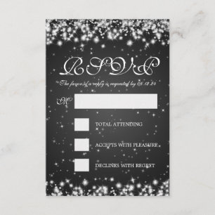 Elegant Wedding RSVP Winter Sparkle Black