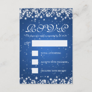 Elegant Wedding RSVP Winter Sparkle Blue Card