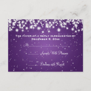 Elegant Wedding RSVP Winter Sparkle Purple