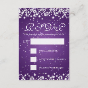 Elegant Wedding RSVP Winter Sparkle Purple Card