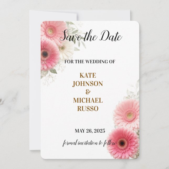 Elegant Wedding Rustic Retro Modern Floral Invitation (Front)