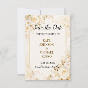 Elegant Wedding Rustic Retro Modern Floral Save The Date