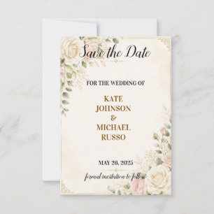 Elegant Wedding Rustic Retro Modern Floral Save The Date