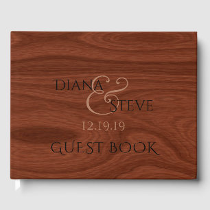 Elegant Wedding Rustic Wood Grain Pattern Guest Book