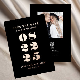 Elegant Wedding Save The Date Black Rose Gold