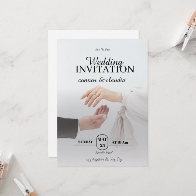 Elegant Wedding save the date Invitation (Front/Back In Situ)