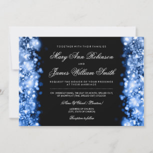 Elegant Wedding Save The Date Lights Blue Invitation