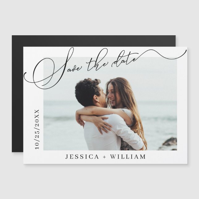Elegant Wedding Save the Date Magnetic PHOTO Card (Front/Back)