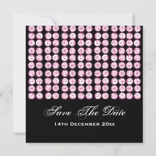 Elegant Wedding Save The Date Pink Diamonds (Front)