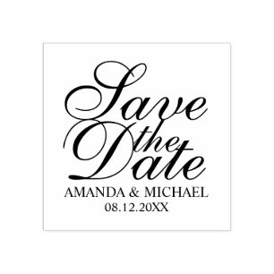 Elegant Wedding Save the Date Rubber Stamp