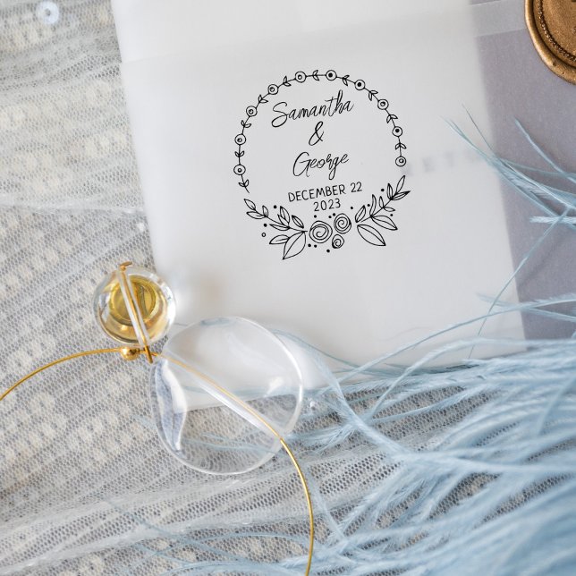 Elegant Wedding Save the Date  Rubber Stamp (Creator Uploaded)