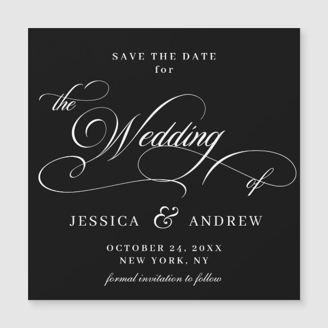 Elegant Wedding Save the Date Simple Magnetic Card (Front)