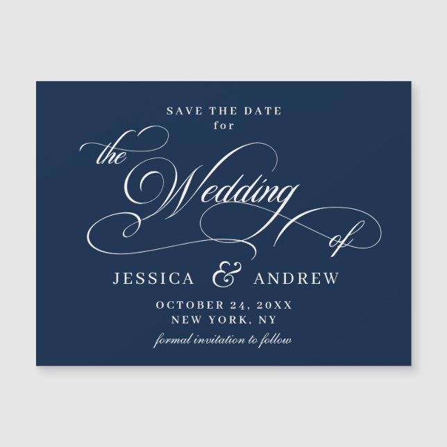 Elegant Wedding Save the Date Simple Magnetic Card (Front)