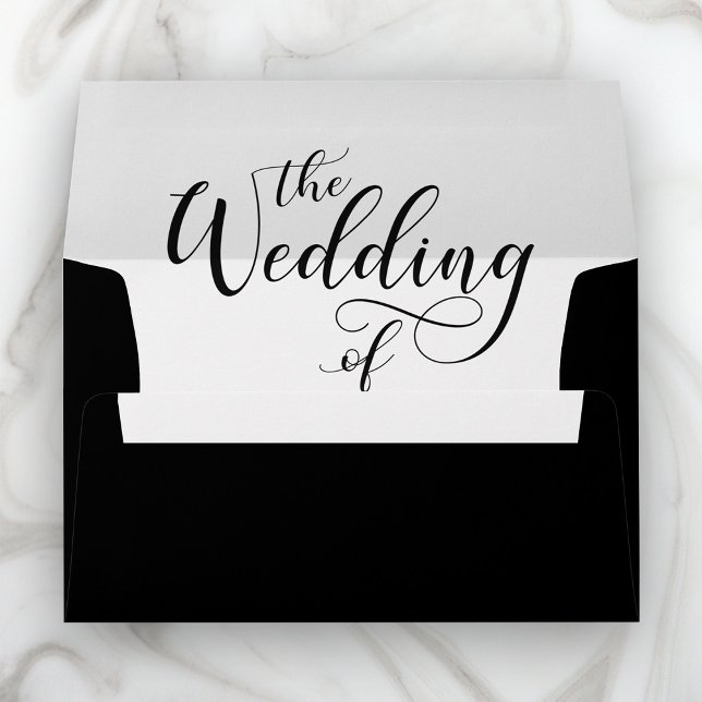 Elegant Wedding Script 5x7 Black Wedding Envelope (Creator Uploaded)