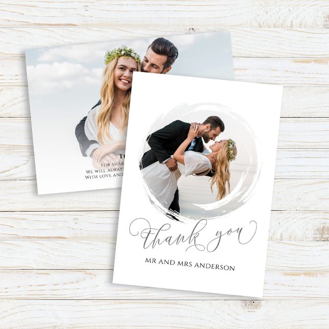 Elegant Wedding Script Photo Thank You Card (wedding Thank you photo card with stylish calligraphy script.)