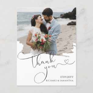 Elegant Wedding Script Thank You Photo Postcard