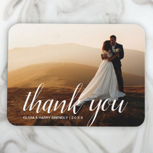Elegant Wedding Script   Wedding Photo Magnet Gift