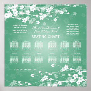 Elegant Wedding Seating Chart Cherry Blossom Mint