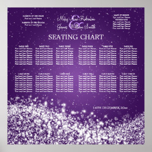 Elegant Wedding Seating Chart Sparkling Wave Purpl