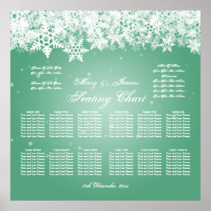 Elegant Wedding Seating Chart Winter Snow Mint