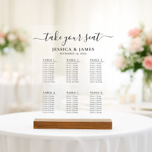 Elegant Wedding Seating Chart With 6 Tables