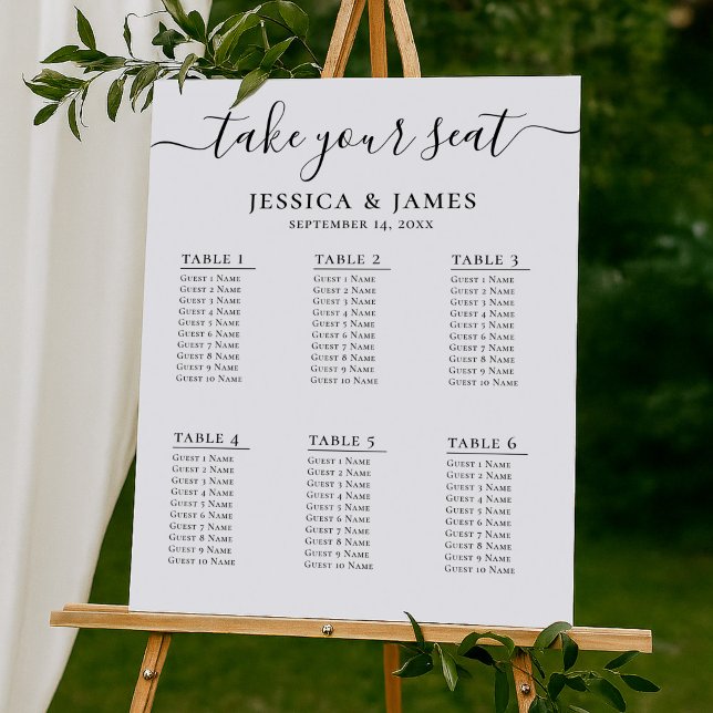 Elegant Wedding Seating Chart With 6 Tables (Creator Uploaded)
