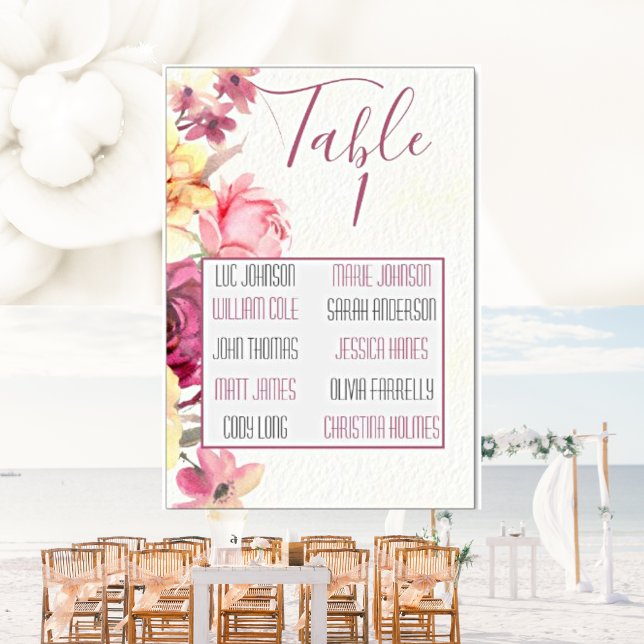 Elegant Wedding Seating Plan | Pink Blush Floral Table Number (Creator Uploaded)