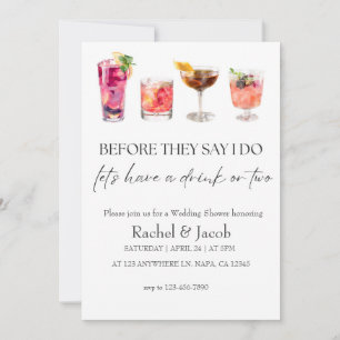 Elegant Wedding Shower & Engagement Cocktail Invitation