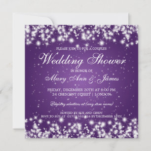 Elegant Wedding Shower Winter Sparkle Purple Invitation