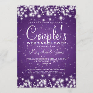 Elegant Wedding Shower Winter Sparkle Purple Invitation