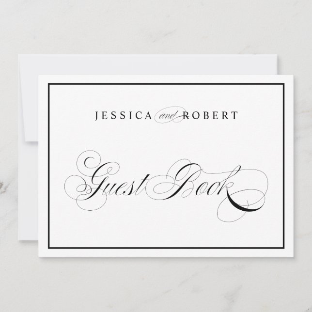 Elegant Wedding Sign Guest Book Black Border Invitation (Front)